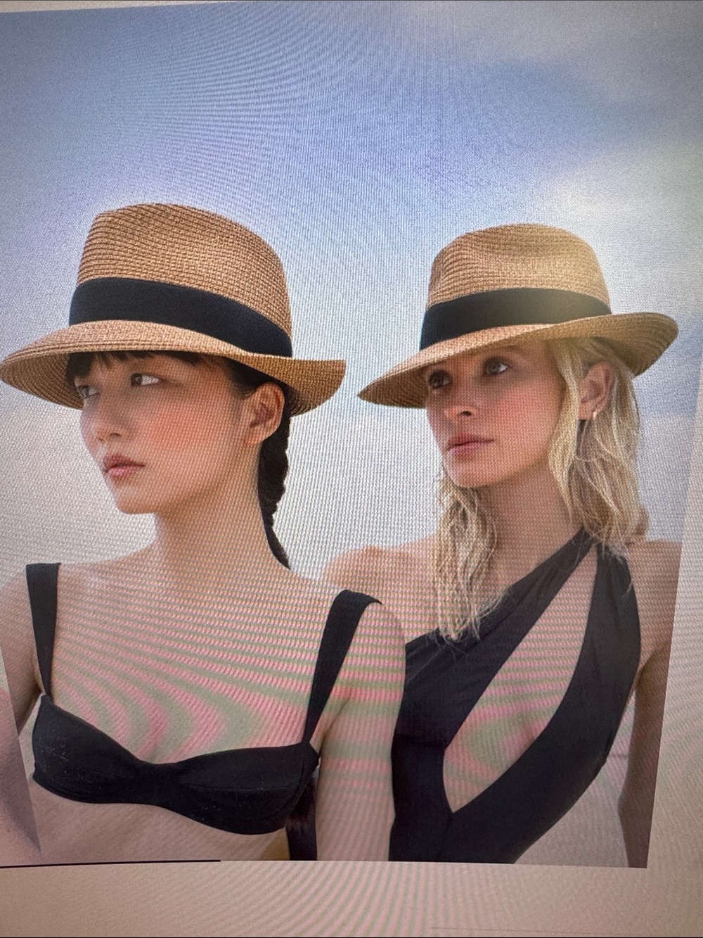 Eric Javits Classic Fedora Wofen Sun Hat with Black Trim - very good condition
